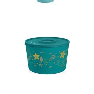 Tupperware Teal Floral Container
